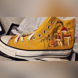 Custom embroidered Converse high tops NIB